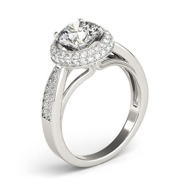 2.00 Ct Lab Grown Round Diamond Halo Engagement Ring 18K White Gold