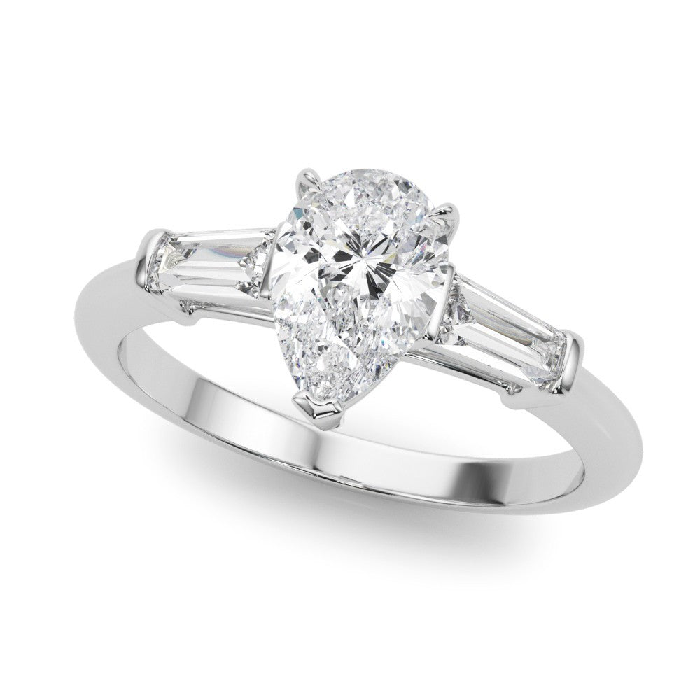 950 Platinum 2.00CT DE/VS Lab-Grown Pear Cut Diamond 3 Stone Engagement Ring