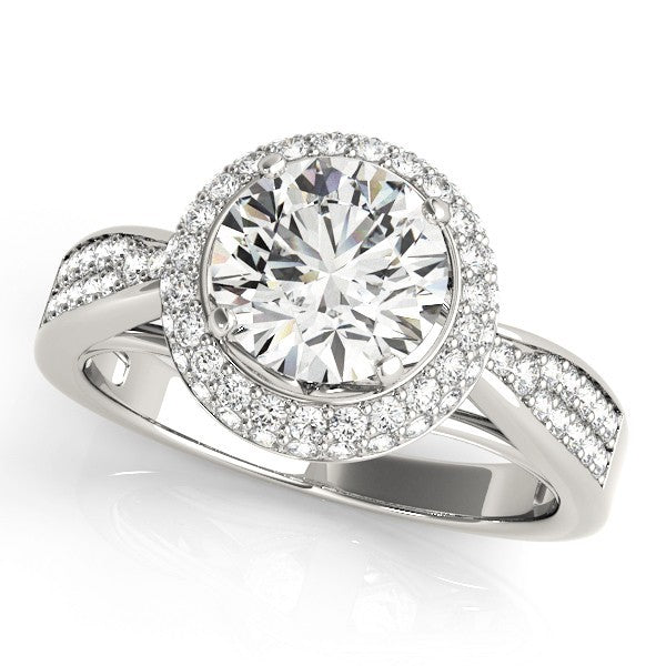 2.00 Ct Lab Grown Round Diamond Halo Engagement Ring 18K White Gold