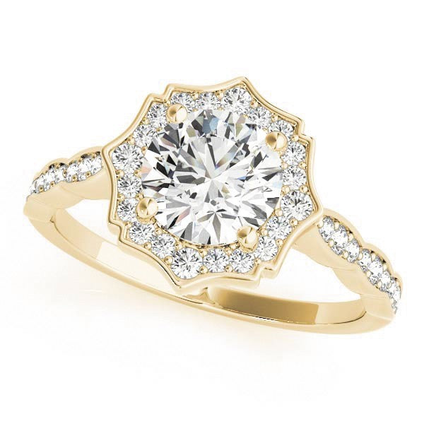 Lab Grown Round Diamond Halo Engagement Ring 18K White Gold
