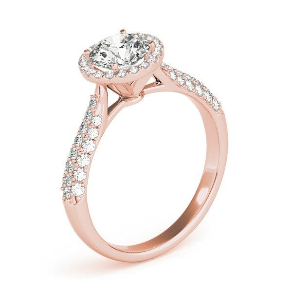 2.00Ct Lab Grown Round Diamond Halo Engagement Ring 18K Yellow Gold