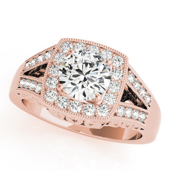 2Ct DE/VS Lab Grown Round Diamond Halo Engagement Ring 18K Yellow Gold