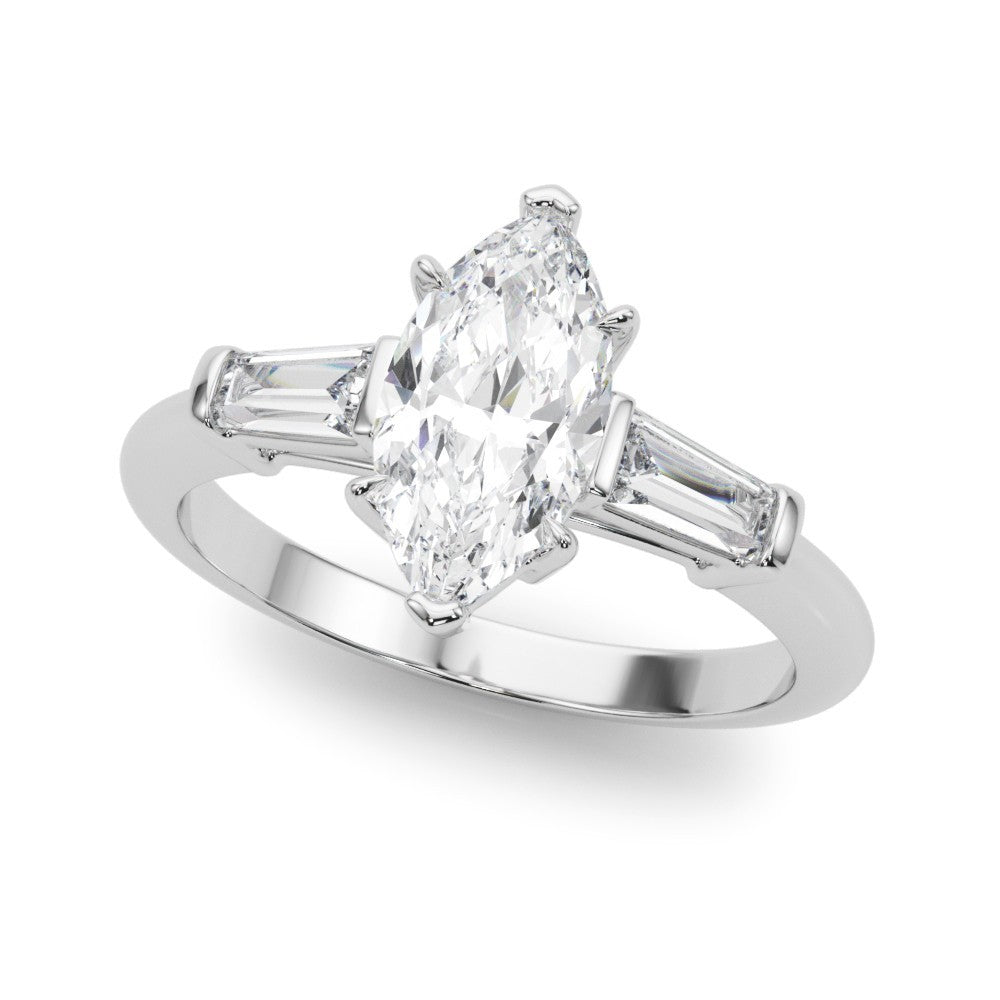 Lab-Grown Marquise Cut Diamond 3 Stone Engagement Ring In Platinum