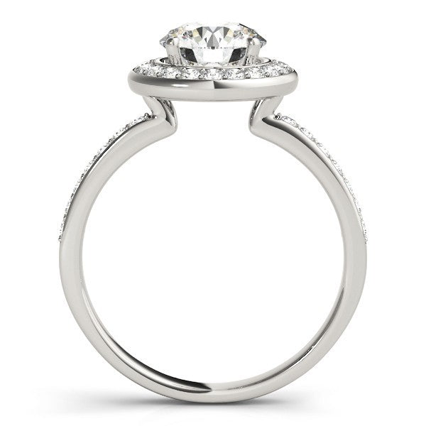Lab Grown Round Diamond Halo Engagement Ring 18K Yellow Gold