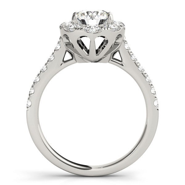 2.00 Ct DE/VS Lab Grown Round Diamond Halo Engagement Ring in Platinum