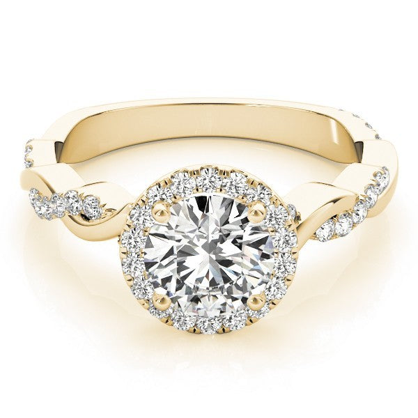 Lab Grown Round Diamond Halo Engagement Ring 18K White Gold