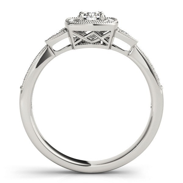 Lab Grown Round Diamond Halo Engagement Ring in 18K Rose Gold
