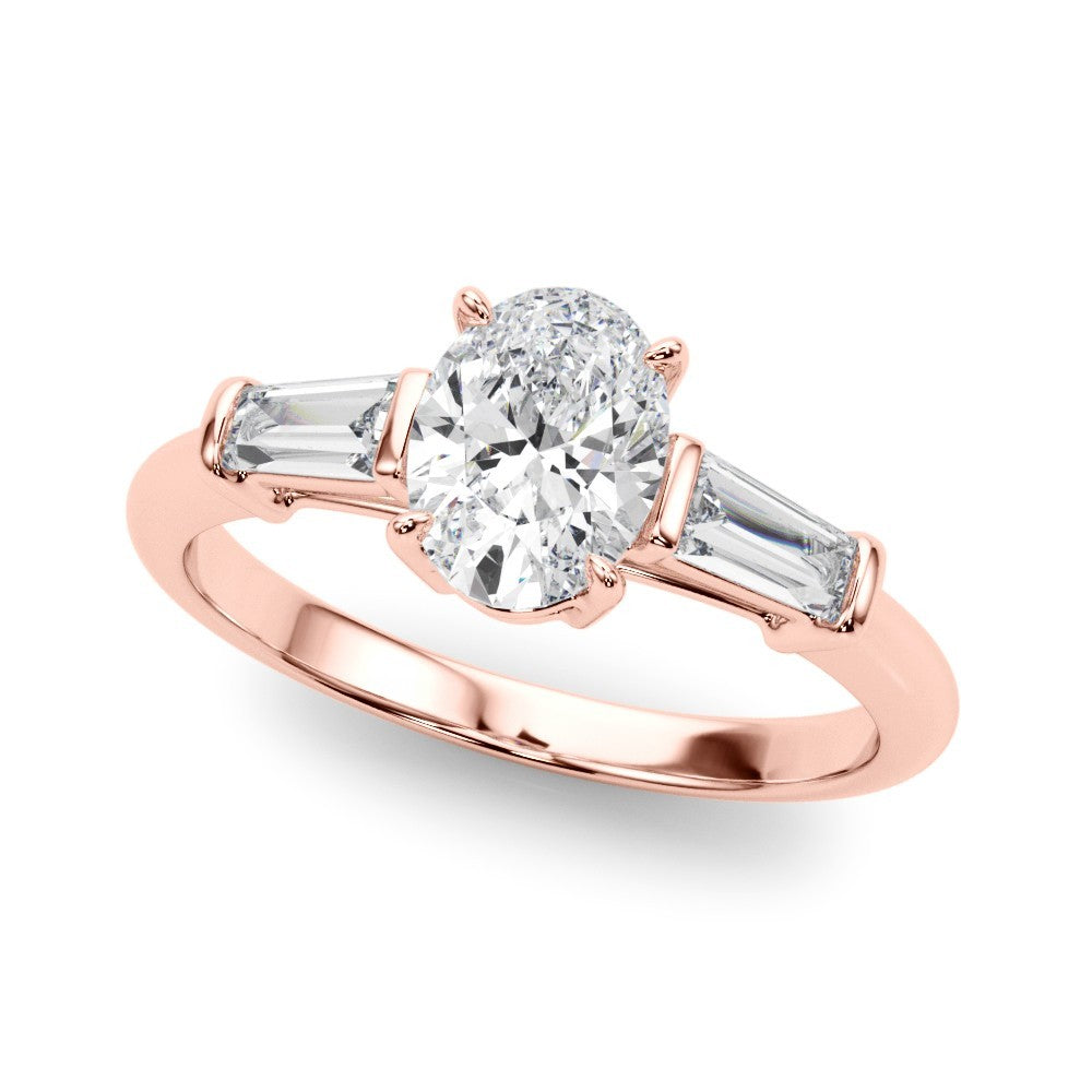 18K Yellow Gold 2CT DE/VS Lab-Grown Oval Diamond 3 Stone Engagement Ring