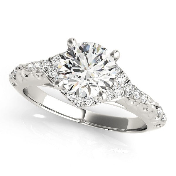 2.00Ct Lab Grown Round Diamond Halo Engagement Ring 18K Yellow Gold