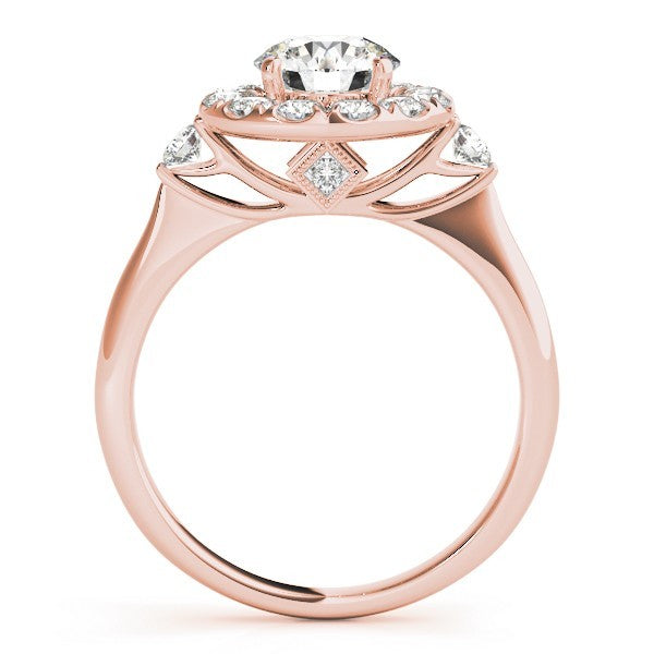 Lab Grown Round Diamond Halo Engagement Ring 18K Rose Gold