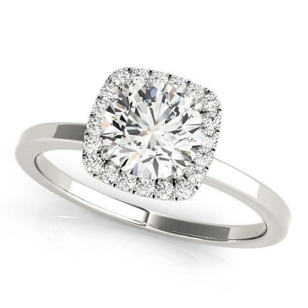 Lab Grown Round Diamond Halo Engagement Ring 18K Yellow Gold