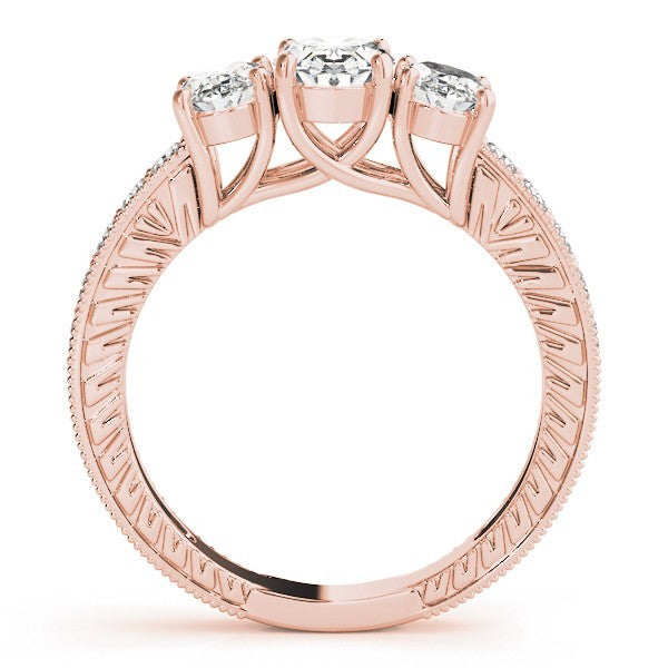 18K Yellow Gold Oval Cut Trilogy Engagement Ring Ð 2Ct DE/VS Lab Grown Diamond