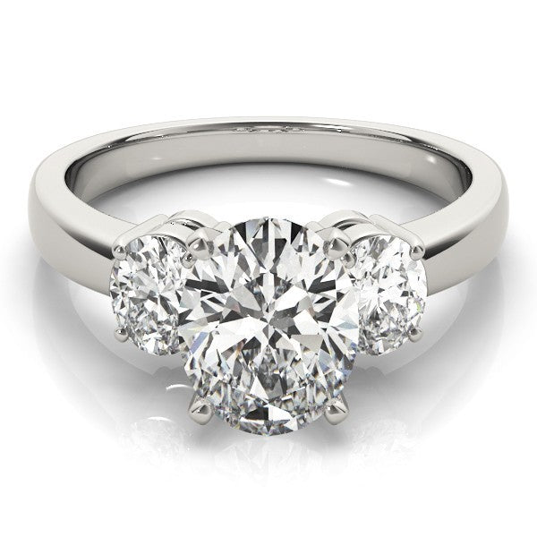 18k White gold Oval cut Trilogy Engagement Ring Ð 2Ct DE/VS Lab Grown Diamonds