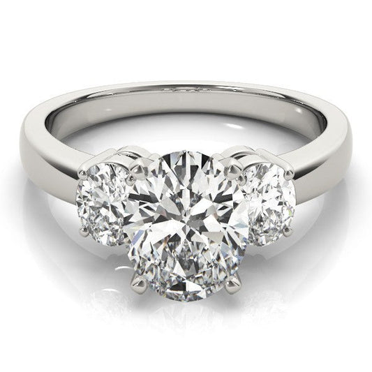 18k White gold Oval cut Trilogy Engagement Ring Ð 2Ct DE/VS Lab Grown Diamonds
