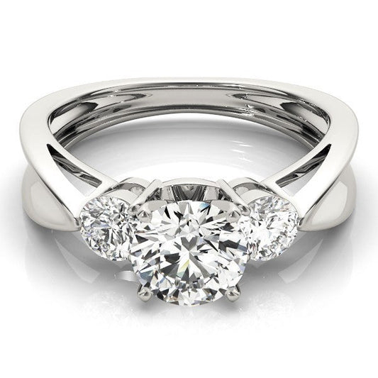 Lab Grown Round Cut Diamond Designer Trilogy Engagement Ring Platinum