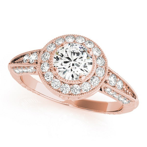 Lab Grown Round Diamond Halo Engagement Ring 18K White Gold
