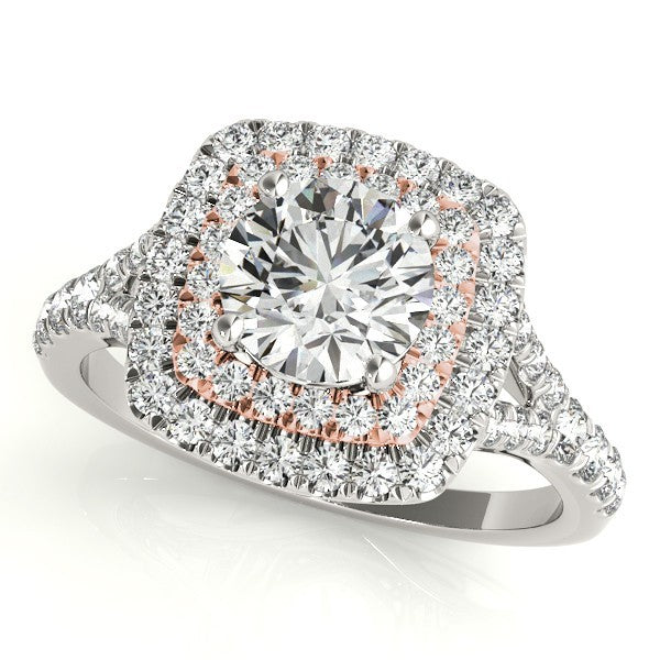 Lab Grown Round Diamond Halo Engagement Ring 18K Yellow Gold