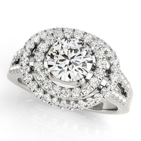 2.00Ct Lab Grown Round Diamond Halo Engagement Ring 18K Yellow Gold