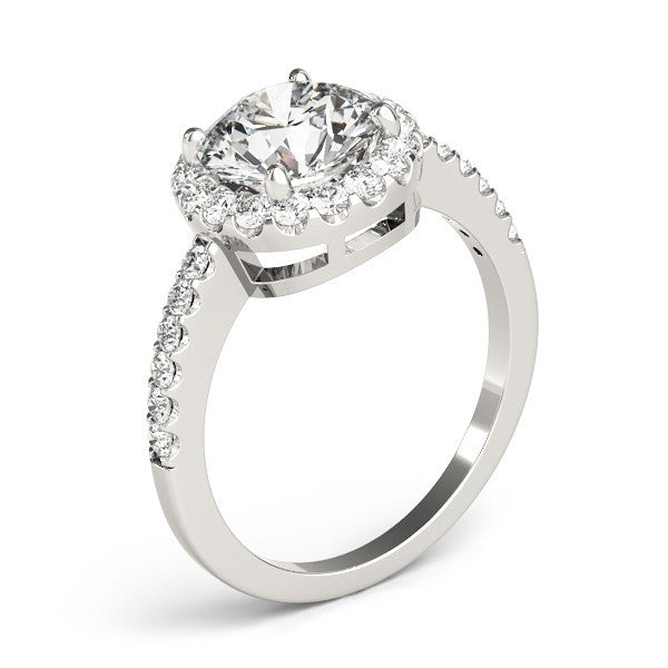 2.00Ct DE/VS Lab Grown Round Diamond Halo Engagement Ring 18K White Gold