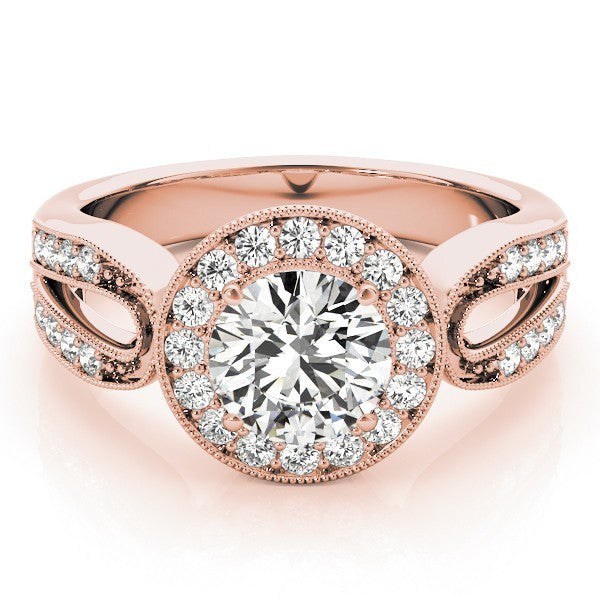 Lab Grown Round Diamond Halo Engagement Ring 18K White Gold