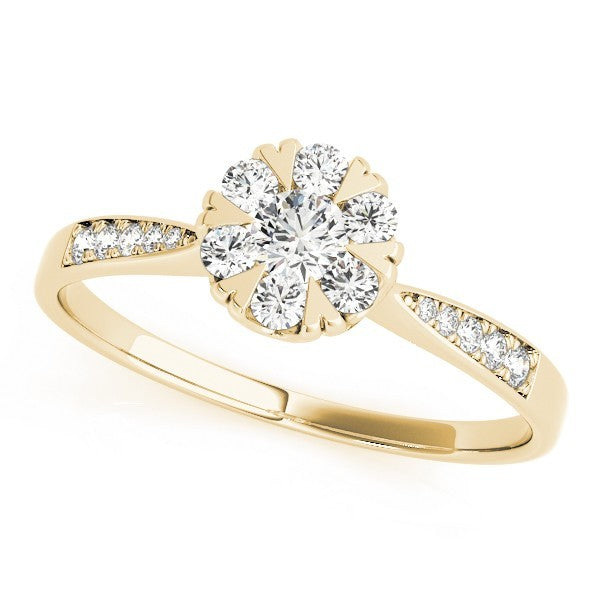 Lab Grown Round Diamond Halo Engagement Ring in Platinum