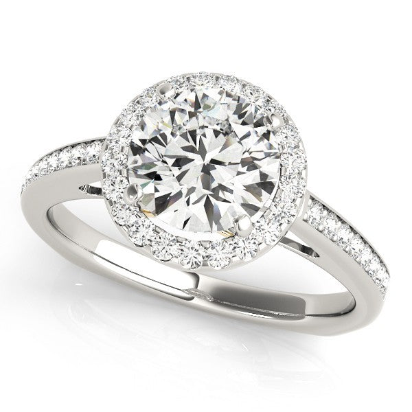 2.00 Ct DE/VS Lab Grown Round Diamond Halo Engagement Ring 18K White Gold