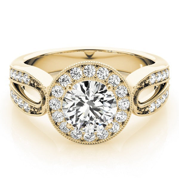 Lab Grown Round Diamond Halo Engagement Ring 18K White Gold