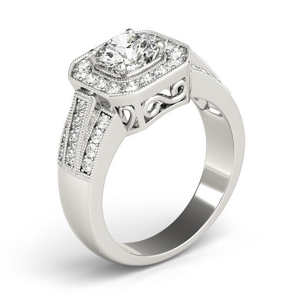 3.00Ct DE/VS Lab Grown Round Diamond Halo Engagement Ring 18K Yellow Gold