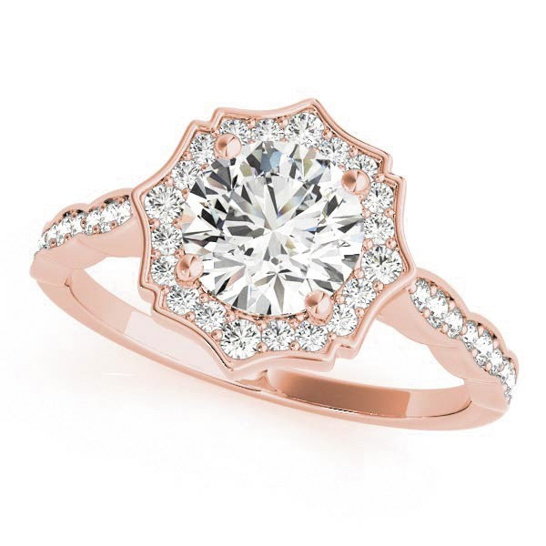 Lab Grown Round Diamond Halo Engagement Ring 18K White Gold