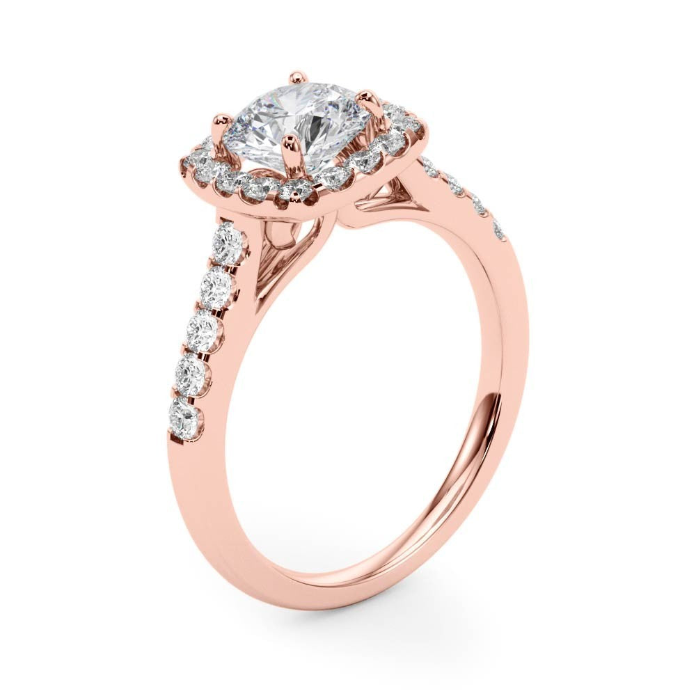 2.00Ct  Lab Grown Round Diamond Halo Engagement Ring 18K White Gold
