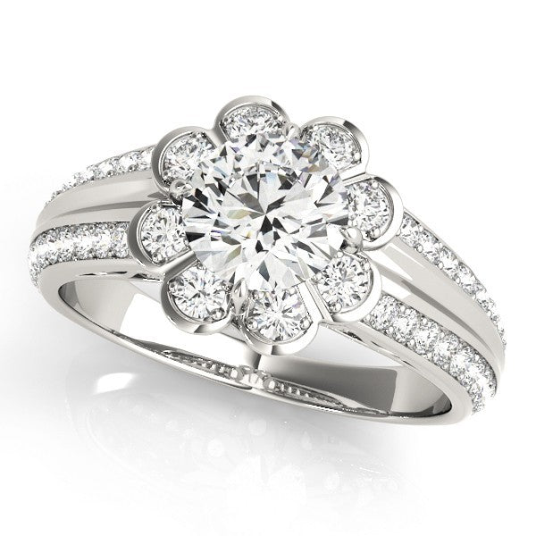 2.00Ct DE/VS Lab Grown Round Cut Diamond Halo Engagement Ring Platinum