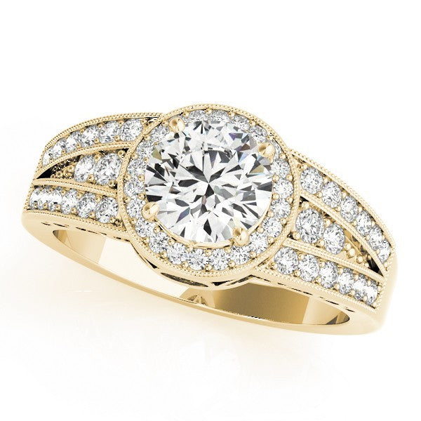 Lab Grown Round Diamond Halo Engagement Ring 18K White Gold