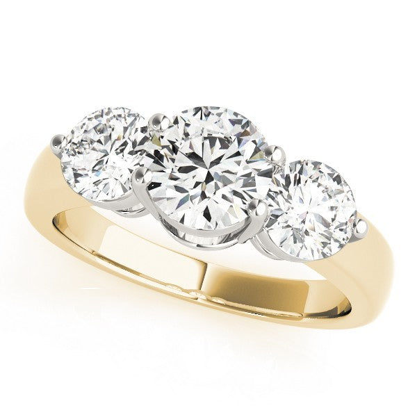 Lab Grown Round Diamond Trilogy Engagement Ring Platinum 0.50Ct To 2.00Ct DE/VS