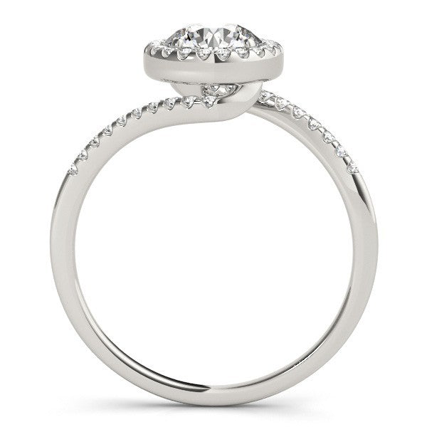 Lab Grown Round Diamond Halo Engagement Ring 18K Yellow Gold