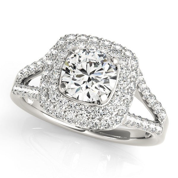 Lab Grown Round Diamond Halo Engagement Ring 18K Rose Gold