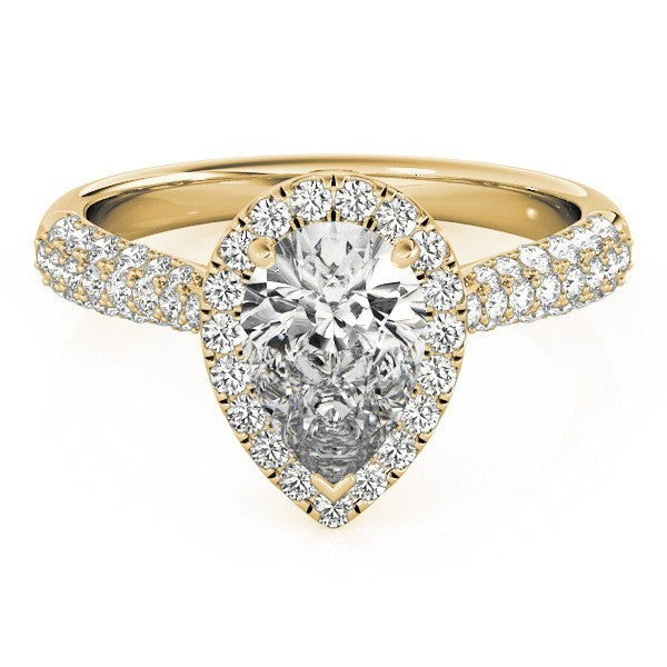 2.00 Ct DE/VS Lab Grown Pear Shape Diamond Halo Engagement Ring Platinum