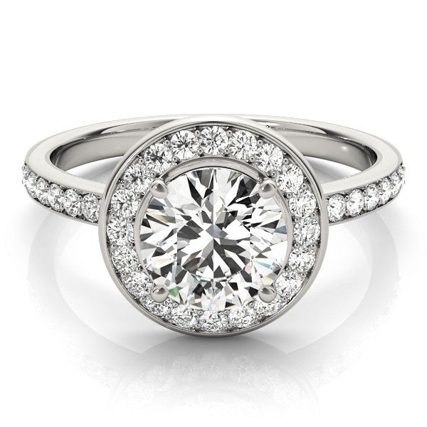 Lab Grown Round Diamond Halo Engagement Ring 18K Yellow Gold