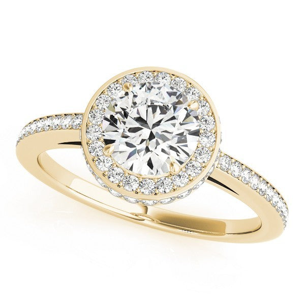 Lab Grown Round Diamond Halo Engagement Ring 18K White Gold