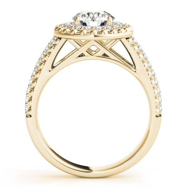 2Ct DE/VS Lab Grown Round Diamond Halo Engagement Ring 18K Yellow Gold