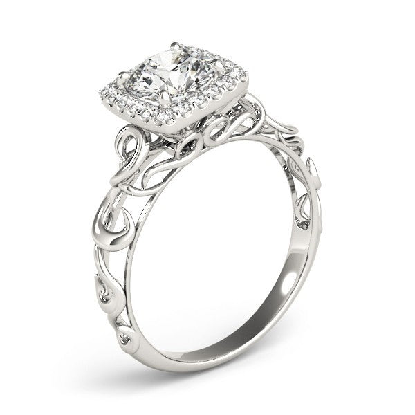Lab-Grown Diamond Halo Engagement Ring in 18K Yellow Gold