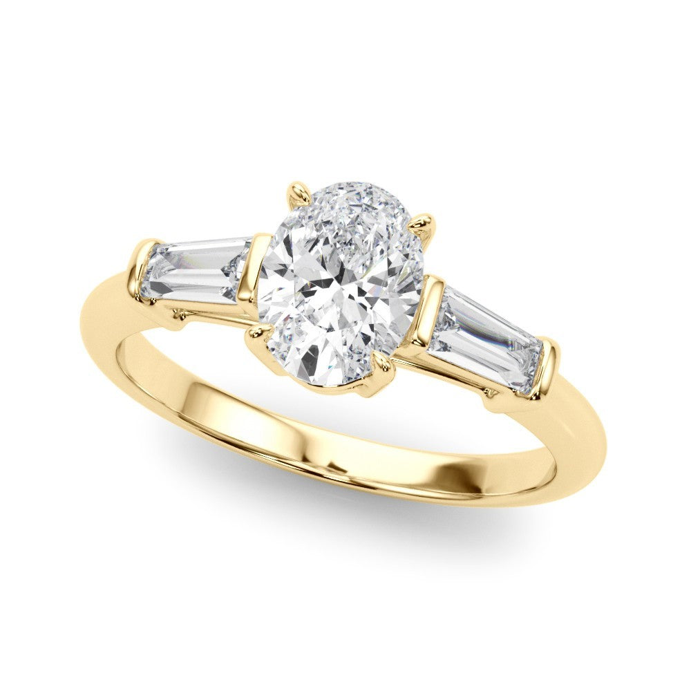 18K Yellow Gold 2CT DE/VS Lab-Grown Oval Diamond 3 Stone Engagement Ring