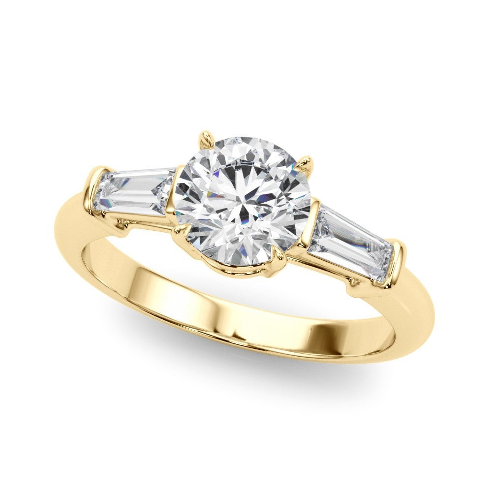 Lab-Grown Round Diamond 3 Stone Engagement Ring 18K Yellow Gold 2CT DE/VS