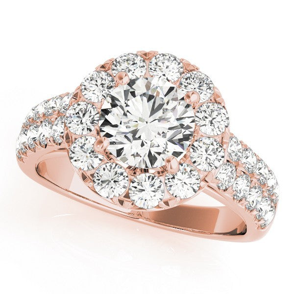 3.00 Ct DE/VS Lab Grown Round Diamond Halo Engagement Ring 18K Rose Gold