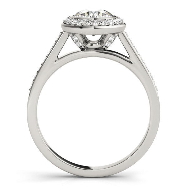 2.00 Carat DE/VS Lab Grown Round Cut Diamond Halo Engagement Ring 18K White Gold