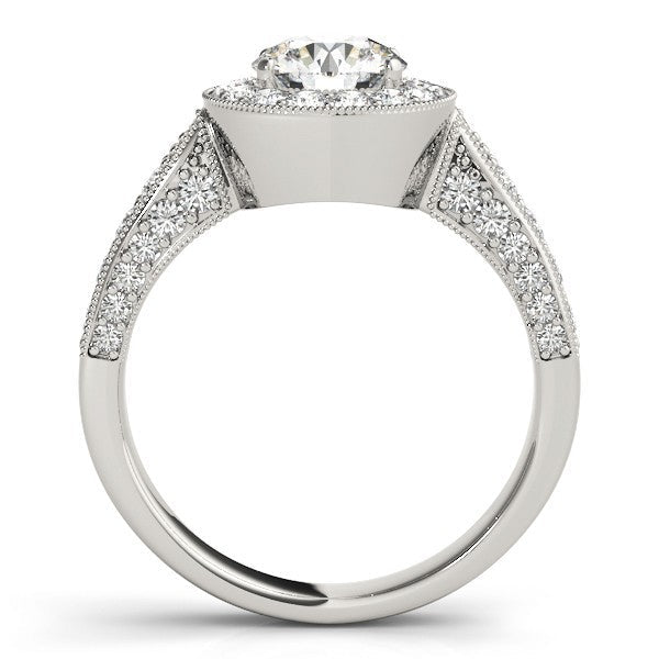 2.00Ct DE/VS Lab Grown Round Diamond Halo Engagement Ring 18K White Gold