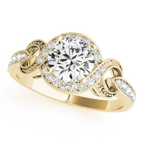 2.00Ct DE/VS Lab Grown Round Diamond Halo Engagement Ring 18K Yellow Gold