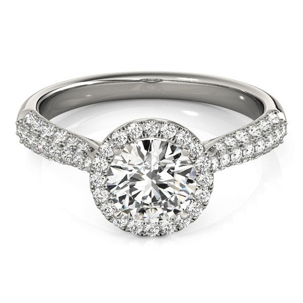 2.00Ct Lab Grown Round Diamond Halo Engagement Ring 18K Yellow Gold