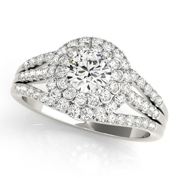 2.00Ct DE/VS Lab Grown Round Diamond Halo Engagement Ring 18K Yellow Gold