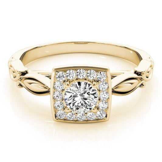 2.00Ct DE/VS Lab Grown Round Diamond Halo Engagement Ring 18K Yellow Gold
