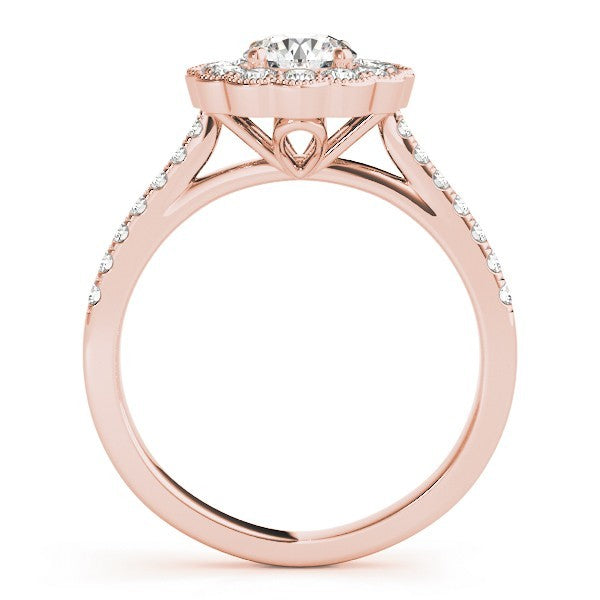 Lab Grown Round Diamond Halo Engagement Ring 18K White Gold
